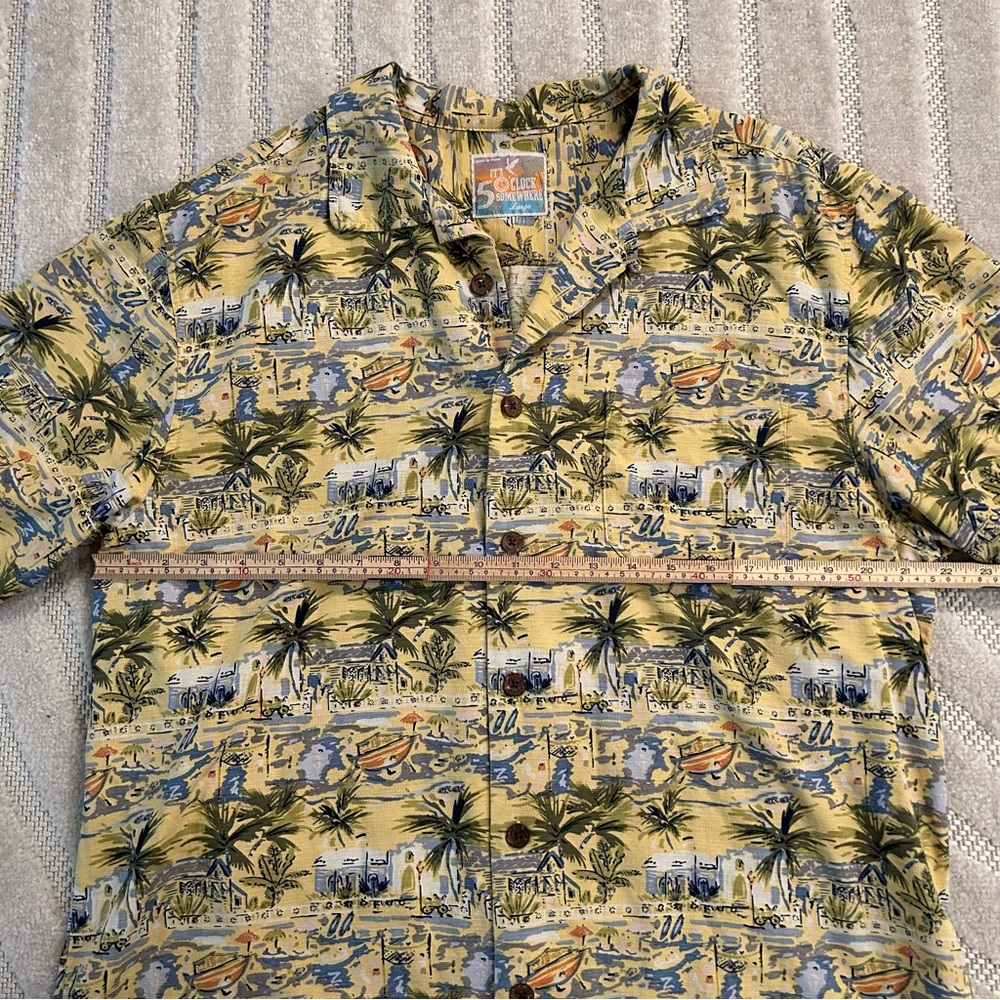 It’s Five O’clock Somewhere 100% Silk Tropical Beach Hawaiian Button Shirt - L - Picture 8 of 9